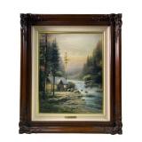 THOMAS KINKADE "EVENING IN THE FOREST" LITHOGRAPH