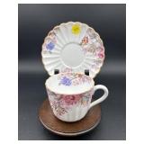 SPODE TEACUP AND SAUCER 'CHELSEA GARDEN'