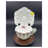 ROYAL STUART FLOWER HANDLED TEACUP AND SAUCER