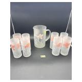 VINTAGE SATIN GLASS LEMONADE SET