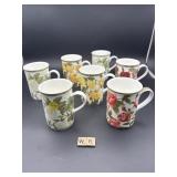 SELECTION OF 7  BONE CHINA MUGS
