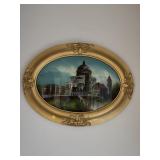 ANTIQUE REVERSE PAINTING ON CURVED GLASS