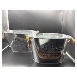 2 MODERN 'FLOWERS & GARDEN' METAL PLANT POTS