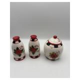 CHRISTMAS THEMED S/P AND SUGAR DISH