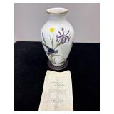 FRANKLIN PORCELAIN - METAL LAND BIRD VASE + BASE