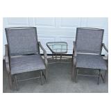 OUTDOOR DOUBLE GLIDDING CHAIRS WITH TABLE