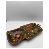HAND PAINTED DIVIDED WOODEN DISH
