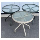 THREE OUTDOOR SMALL ROUND TABLE