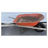 WOOD FRAME METAL TUB WHEELBARROW