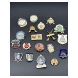 SELECTION OF CURLING PINS - INCL STERLING+GOLD ONE