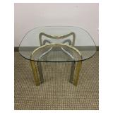 METAL BASE GLASS TOP COFFEE TABLE