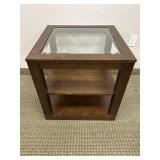 SQUARE COMPOSITE END TABLE WITH GLASS TOP
