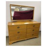 VINTAGE SIX DRAWER DRESSER WITH MIRROR