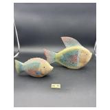 2 DECORATIVE WOOD FISH