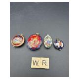 4 CLOISONNE PENDANTS
