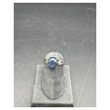 STERLING SILVER AND FAUX SAPPHIRE RING
