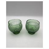 2 MCM GREEN DIAMOND CUT GLASSES