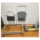 SMALL FLAT CART, 2 STEP LADDER, METAL FLAT CART