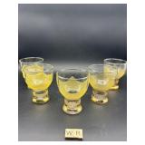 4 VINTAGE SET OF YELLOW TEXTURED GLASSES