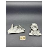 2 AITKINS PEWTER ORNAMENTS