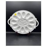 WHITE CERAMIC DEVILED EGG SERVER