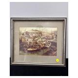 SIGNED PRINT OF A WHARF
