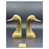 PAIR OF BRASS DUCK BOOK ENDS