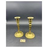 PAIR OF DANISH HANDMADE BRASS CANDLE HOLDERS
