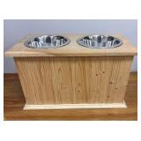 RAISED DOG FOOD/WATER DISH AND FOOD CONTAINER