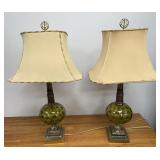 PAIR OF VINTAGE GREEN TABLE LAMPS