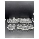 4 PIECES OF VINTAGE PRESSED GLASS
