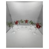 SET OF 6 HAND PAINTED CHRISTMAS WINE GLASSES