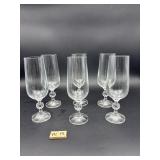 SET OF 6 CRYSTAL CHAMPAGNE GLASSES