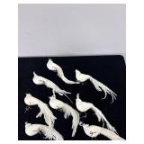 8 DECORATIVE WHITE BIRD ORNAMENTS