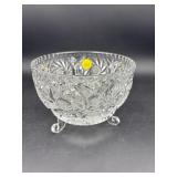 3 FOOTED PINEWHEEL CRYSTAL BOWL