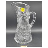 HEAVY ETCHED CRYSTAL PITCHER