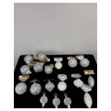 SELECTION OF SILVER AND WHITE CHRISTMAS BALLS