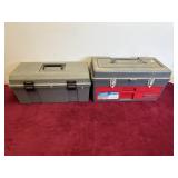 2 GREY PLASTIC TOOL BOXES