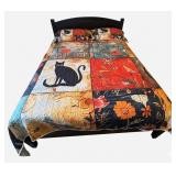 QUEEN SIZE CAT THEME COMFORTER SET