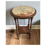 WOODEN TABLE WITH MARBLE TOP