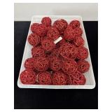 SELECTION OF RED SPARKLE WICKER BALLS