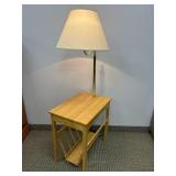 SMALL END TABLE WITH LAMP ATTACHED/MAGAZINE HOLDER