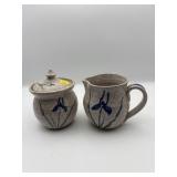 HANDMADE POTTERY CREAM AND SUGAR SET