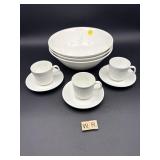 3 JOHNSON BROS BOWLS AND DEMITASSE CUP AND SAUCER