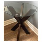 MODERN HEAVY GLASS TOP SIDE TABLE
