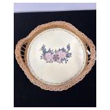 WICKER SERVING HANDPAINTED BASKET