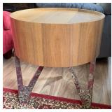 MODERN DRUM STYLE TABLE WITH CHROME LEGS