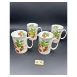 4 ROY KIRKHAM BONE CHINA MUGS 'STRAWBERRY'