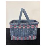 HAND PAINTED WOVEN BASKET WITH HANDLES