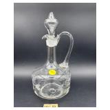 VINTAGE HAND BLOWN AND ETCHED WINE DECANTER